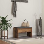 vidaXL Banc d'entrée avec coussin Bois ancien 63 x 38 x 40 cm