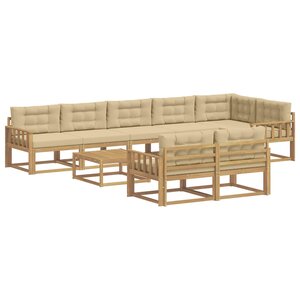 vidaXL Ensemble de canapés d'extérieur 9 pc Blanc et Beige Polyester