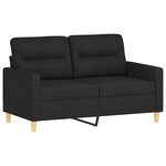 vidaXL Canapé 2 places avec oreillers décoratifs noir 120 cm tissu