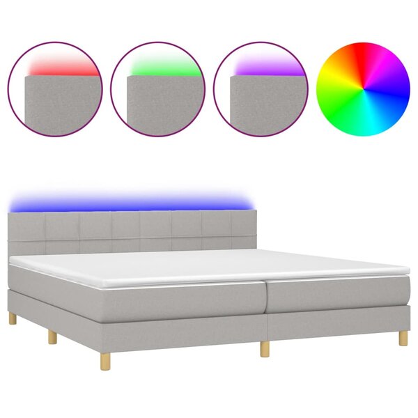 vidaXL Sommier à lattes de lit matelas LED Gris clair 200x200 cm Tissu