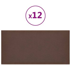 vidaXL Panneaux muraux 12 Pièces Marron 30x15 cm Similicuir 0 54 m²