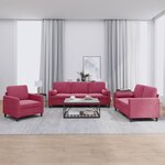vidaXL Ensemble de canapés 3 Pièces avec coussins rouge bordeaux velours