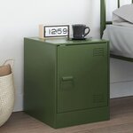 vidaXL Table de chevet vert olive 34 5x39x44 cm acier