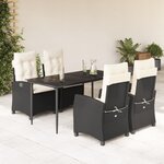 vidaXL Ensemble à manger de jardin coussins 5Pièces Noir Résine tressée