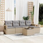 vidaXL Salon de jardin avec coussins 6 Pièces beige résine tressée