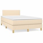 vidaXL Sommier à lattes de lit matelas et LED crème 120x190 cm tissu