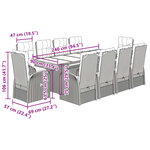 vidaXL Ensemble à manger de jardin 11 Pièces coussins noir résine tressée