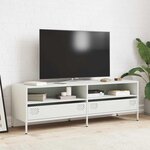 vidaXL Meuble TV blanc 135x39x43 5 cm acier laminé à froid