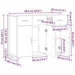 vidaXL Buffet FLORIN Chêne fumé 88 5 x 30 5 x 73 cm Bois d'ingénierie