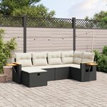 vidaXL Salon de jardin 6 Pièces avec coussins noir résine tressée