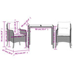 vidaXL Ensemble à manger de jardin avec coussins 3 Pièces Noir