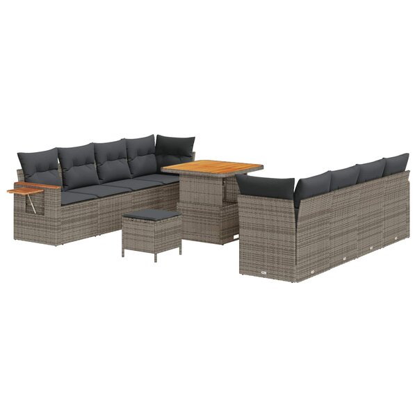 vidaXL Ensemble de canapé de jardin 11 Pièces Gris polyrotin