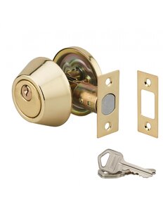 THIRARD - Serrure horizontale tubulaire en applique à bouton pour porte d'entrée axe réglable doré 3 clés - THIRARD