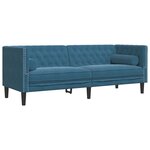 vidaXL Ensemble de canapé Chesterfield et traversins 3Pièces bleu velours