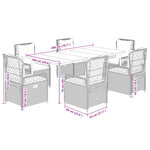 vidaXL Ensemble à manger de jardin et coussins 7 Pièces marron rotin