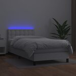 vidaXL Sommier à lattes de lit avec matelas et LED Blanc 90x190cm