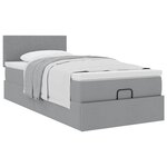vidaXL Lit ottoman avec matelas gris clair 100x200 cm tissu
