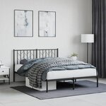 vidaXL Cadre de lit métal sans matelas avec tête de lit noir 140x190cm