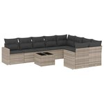 vidaXL Salon de jardin avec coussins 10 Pièces gris clair résine tressée