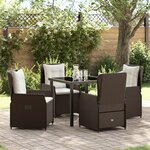 Ensemble de salle à manger de jardin vidaXL 5 pièces en rotin poly marron
