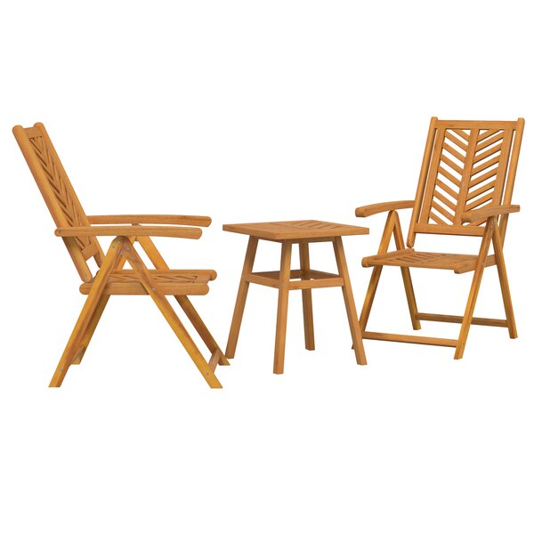 vidaXL Ensemble bistro de jardin 3 Pièces Marron Bois d'acacia massif