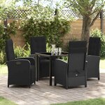vidaXL Ensemble de salle à manger pour jardin 5 Pièces Noir polyrotin