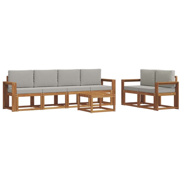 vidaXL Ensemble de canapés d'extérieur 7 pc Gris Naturel et Clair