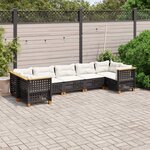 vidaXL Salon de jardin 7 Pièces avec coussins noir résine tressée