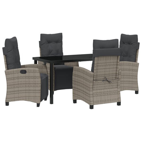 vidaXL Set de salle à manger de jardin 5 pièces Gris en Rattan Poly