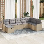 vidaXL Ensemble de 8 Canapés de Jardin avec Coussins Beige Rattan PE