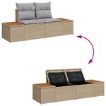 vidaXL Ensemble de Canapé de Jardin de 9 Pièces avec Coussins Beige Rattan Acacia