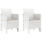 vidaXL Ensemble de Salle à Manger de Jardin 3 Pièces avec Coussins Blanc Rattan Poly