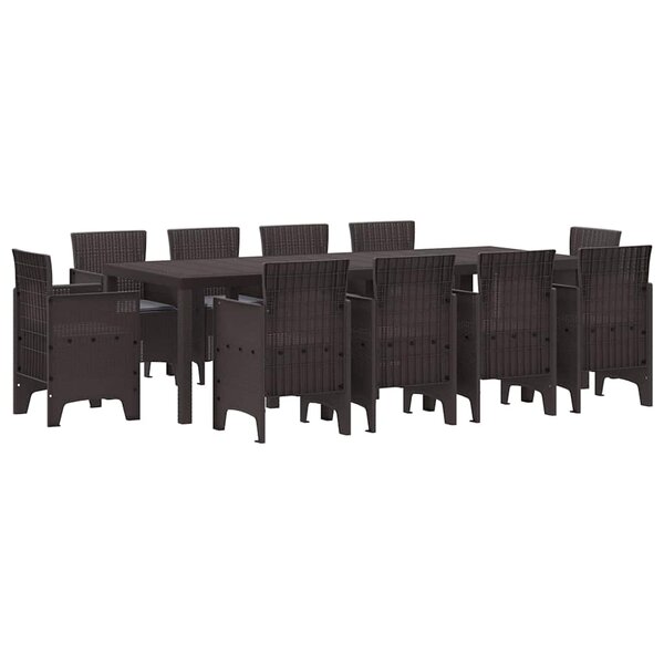 vidaXL Ensemble de salle à manger pour jardin 11 Pièces Marron