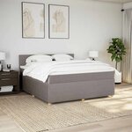 vidaXL Sommier à lattes de lit avec matelas Taupe 180x200 cm Tissu