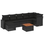 vidaXL Salon de jardin 8 Pièces avec coussins noir résine tressée