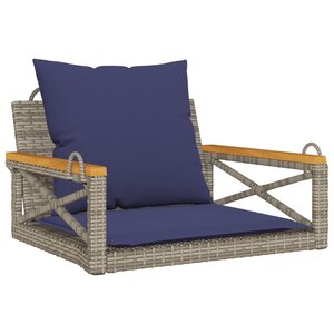 vidaXL Balancelle avec coussins gris 63x62x40 cm résine tressée