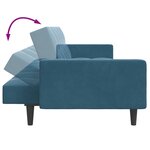 vidaXL Canapé-lit à 2 places avec repose-pied bleu velours
