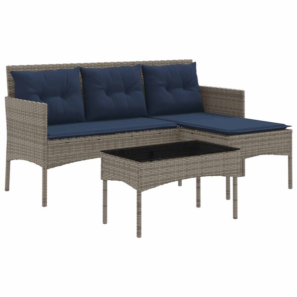 vidaXL Ensemble de canapé de jardin 2 Pièces Gris et bleu marine