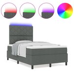 vidaXL Lit à ressorts avec matelas et LEDs - Gris foncé  120x200 cm Tissu