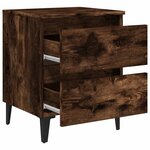 vidaXL Tables de chevet pieds en métal 2 Pièces Chêne fumé 40x35x50 cm