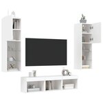 vidaXL Unités murales TV avec LED 5 Pièces blanc bois d'ingénierie