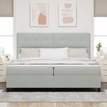Lit à ressorts vidaXL avec matelas et lumière LED Gris clair 200x200 cm Velours