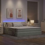 vidaXL Lit de rangement LED avec matelas Gris clair 160 x 200 cm