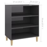 vidaXL Buffet gris brillant 57x35x70 cm bois d'ingénierie