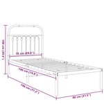 vidaXL Cadre de lit métal sans matelas avec tête de lit noir 75x190 cm