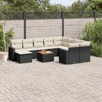 vidaXL Salon de jardin 11 Pièces avec coussins noir résine tressée