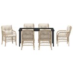 vidaXL Ensemble de Dîner de Jardin de 7 Pièces avec Coussins Beige en Rattan Poly