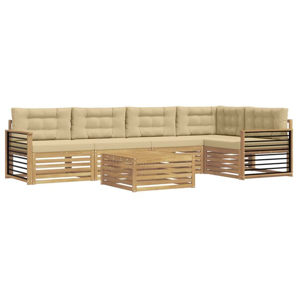 vidaXL Ensemble de canapés d'extérieur 6 pc Blanc et Beige Polyester