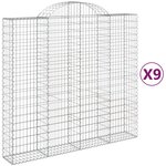 vidaXL Paniers à gabions arqués 9 Pièces 200x50x180/200 cm Fer galvanisé