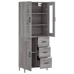 vidaXL Buffet haut Sonoma gris 69 5x34x180 cm Bois d'ingénierie